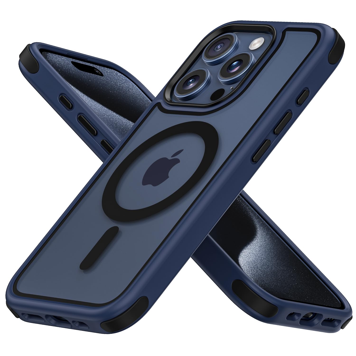 Mobnano for iPhone 15 Pro Case, Compatible with MagSafe, Crystal Clear Case with Magnetic Ring, Multicolor Protective Shockproof Bumpers, Not