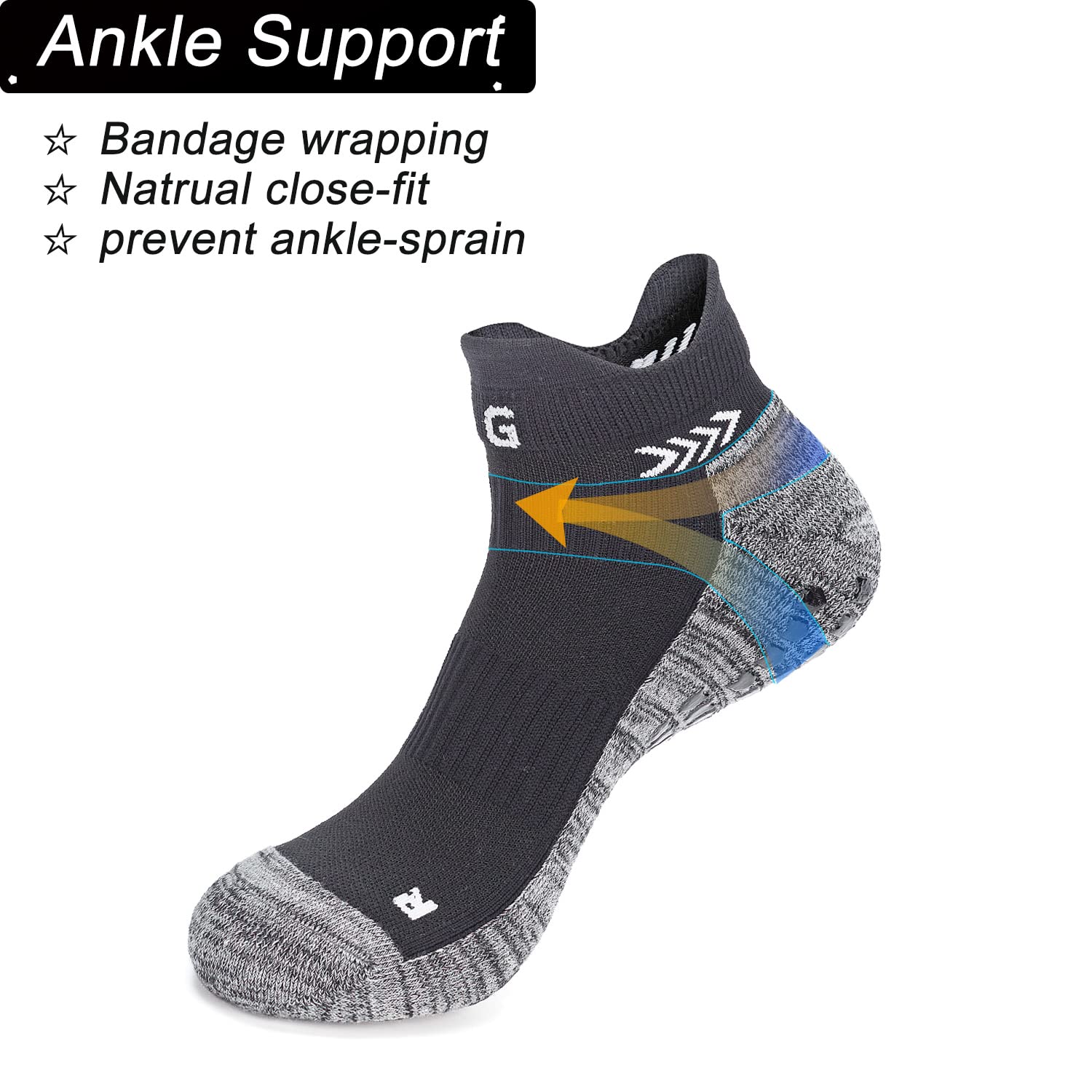 Calzino sportivo antiscivolo per uomo donna, calzino sportivo da calcio antiscivolo con impugnatura, Calza pantofola antiscivolo