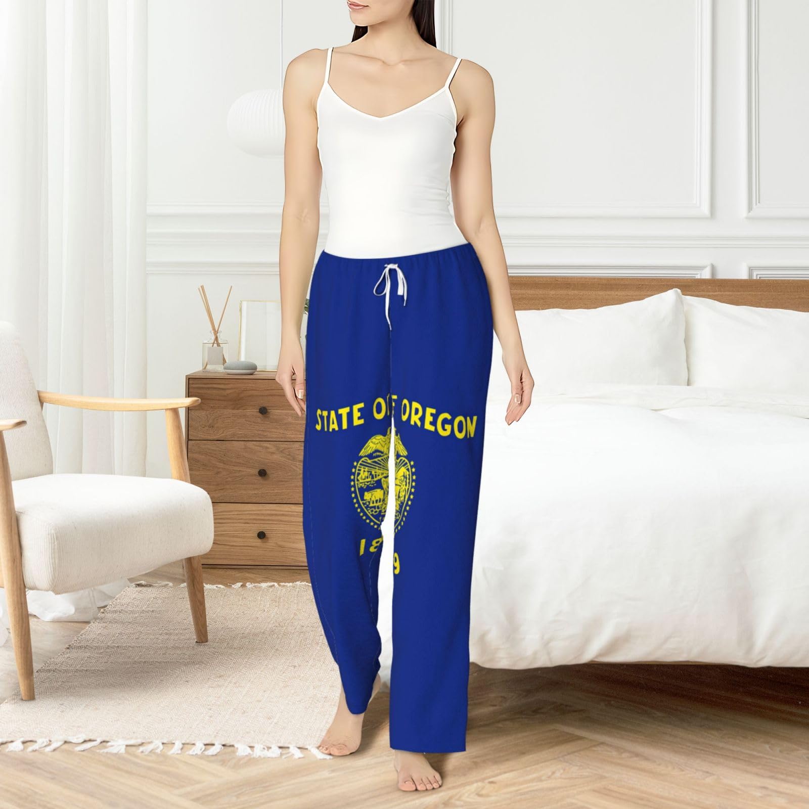Oregon Damen-Schlafanzughose mit Staatsflaggen-Druck, Flanell, warm, bequem, Lounge-Schlafhose für Urlaub und Weihnachten