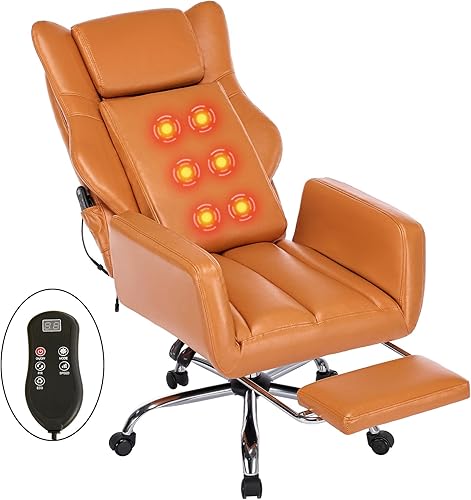 DYHOME Silla de oficina ejecutiva con masaje y reposapiés, escritorio de tareas resistente, sillas ergonómicas giratorias con soporte lumbar, ruedas