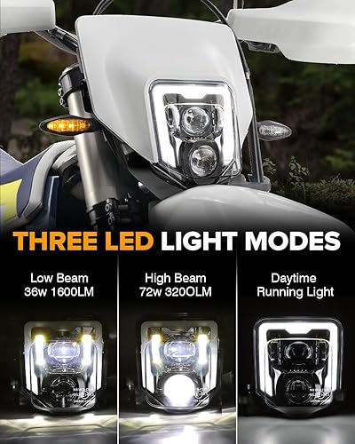 Miniatura 10 de Faro delantero LED para motocross con bisel apto para Husqvarna FE 250 350 450 450 501 701, TE150 250i 300i, FC250 350 450, TX125 Enduro 701 Pit