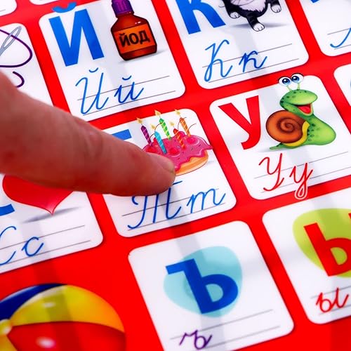 Miniatura 5 de Póster del alfabeto inglés ruso - Juguetes rusos - Azbuka ruso - Aprender a hablar ruso ABC - Letras cirílicas - Aprender inglés para niños