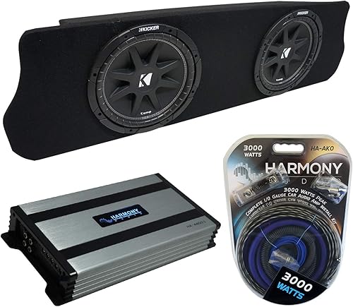 Harmony Audio Compatible con Ford Mustang Coupe Kicker Bundle Comp C10 Dual 10" Custom Sub Box Enclosure y Harmony HA-A800.1 Amp