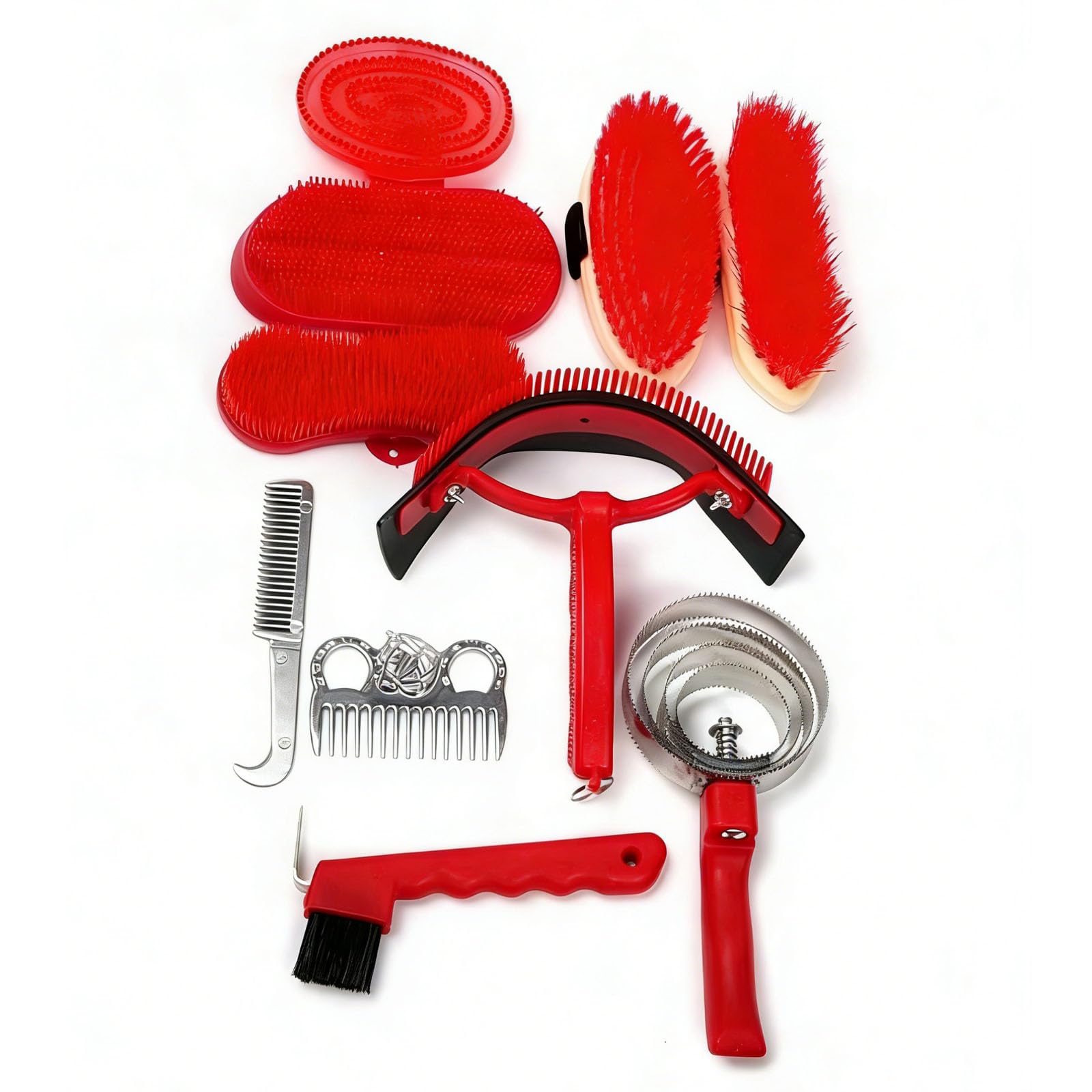 Juego de herramientas de limpieza de caballos con mango ergonómico, cepillos de durabilidad, peines para mantenimiento diario, cepillo resistente