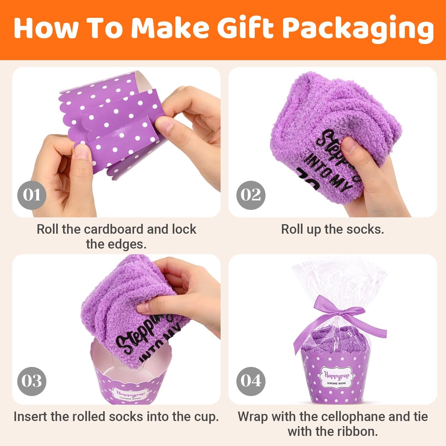 HAPPYPOP Birthday Gifts Socks for Women - 40 60 70 Birthday Gifts Socks in Purple - Image 6