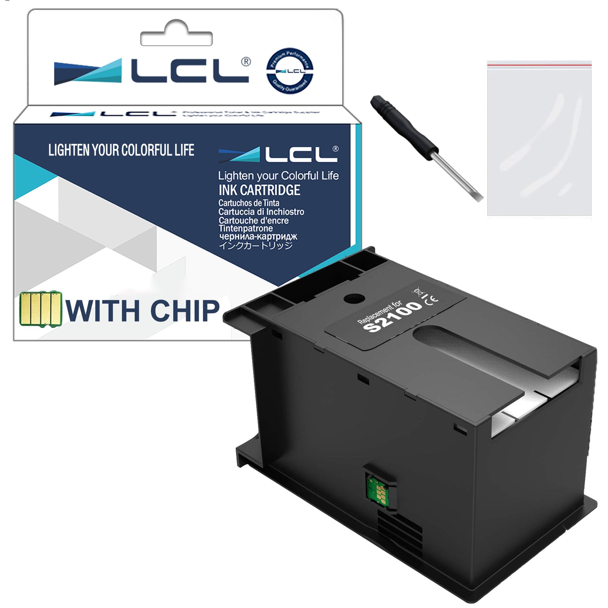 LCL Compatibile S2100 C13S210057 Ink Maintenance Box Scatola di manutenzione Sostituzione per Epson SureColor SC-F500 SC-F530 SC-F531 SC-F560 SC-F570 SC-F571 T2170 T3130 T3130N T3160 T3170 (1-Pack)