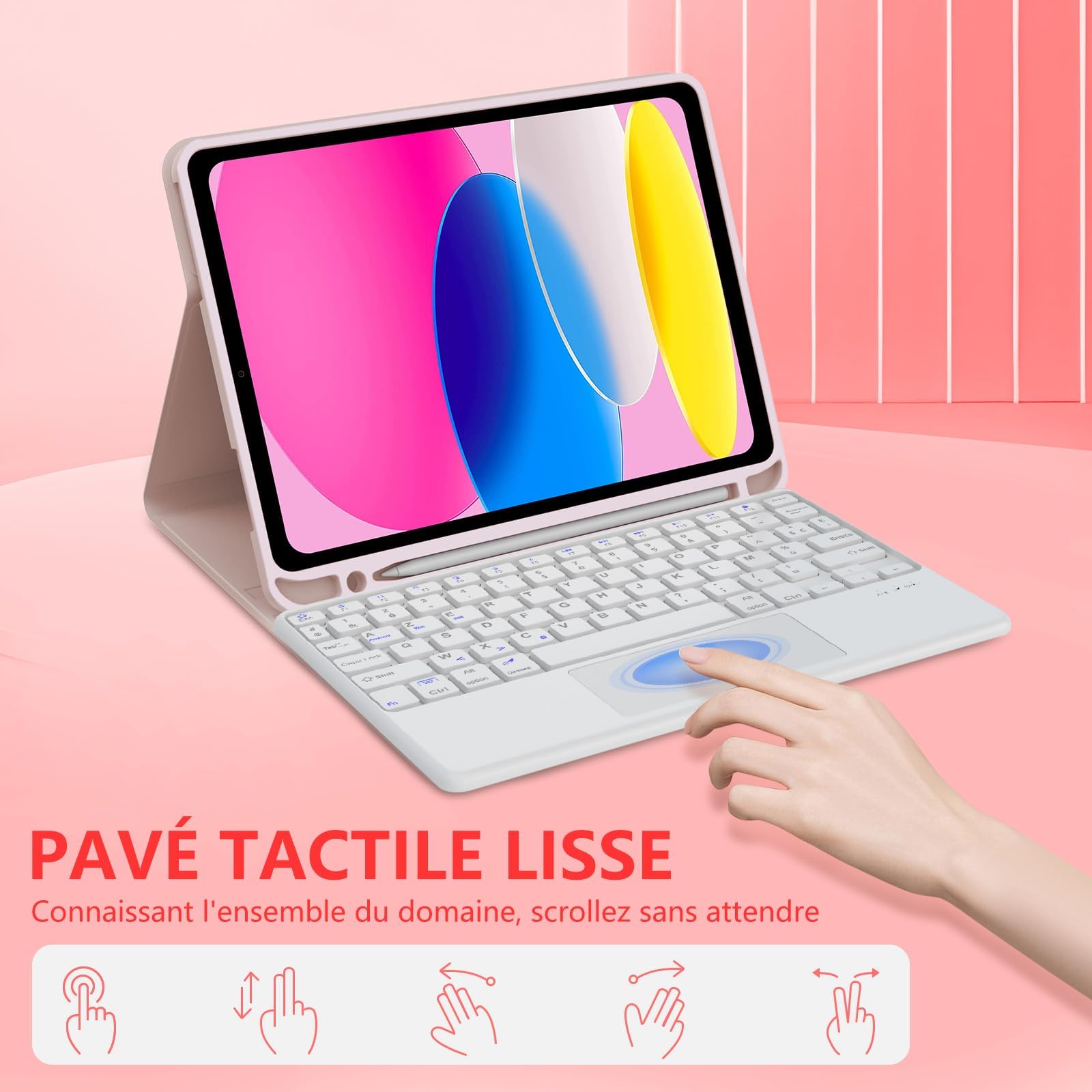 Coque Clavier pour iPad A16 11 Generation 11" 2025/iPad 10 10.9" 2022