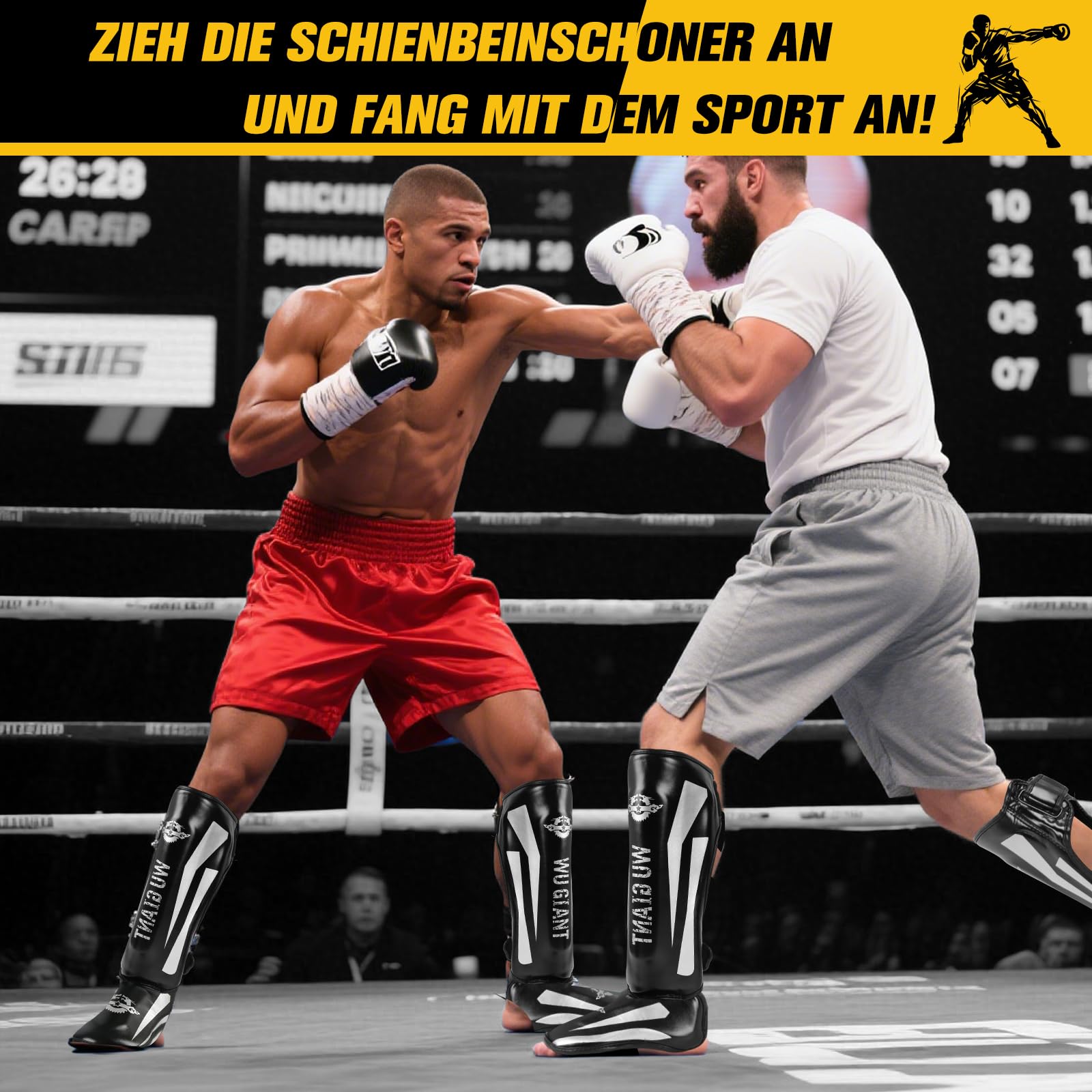 Schienbeinschoner Kickboxen, Verstellbare Extra Dick Beinschützer mit Ristschutz, Profi Schienbeinschoner Spannschützer für Muay Thai, MMA, Boxen, Kickboxen