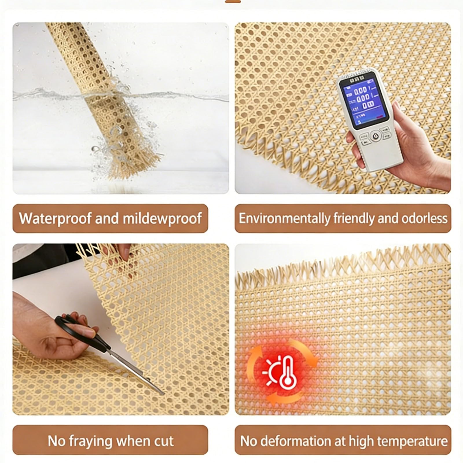 PE Rattan Gurtband Rolle Wiener geflecht Wasserdicht Handgemachtes Sternanis Rattan Möbeldekoration für Stühle Möbel Kommode Schrank schranktüren(Size:100x300cm,Color:Braun)