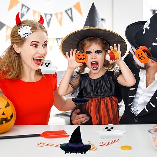 Miniatura 6 de 6 pinzas para el cabello de Halloween para niñas, fantasmas, calabazas, sombrero de bruja, lindo caramelo, cosplay, fiesta, estilo, accesorios para