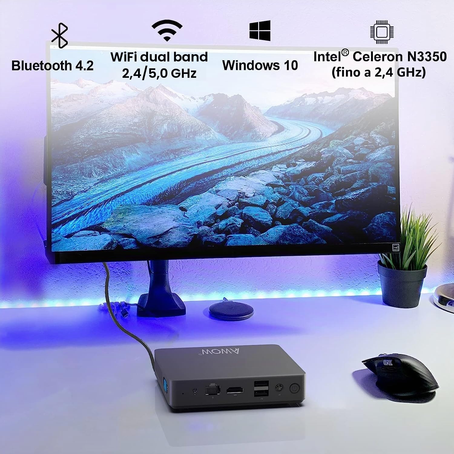 AWOW Mini PC Windows 10 Pro 6 GB RAM 64 GB SSD, Mini Desktop Computer Celeron N3350 CPU (Up to 2.4 GHz), Micro Computer TX33 Micro PC Support M.2 SATA SSD/Dual Wi-Fi /BT4.2 /HDMI/VGA
