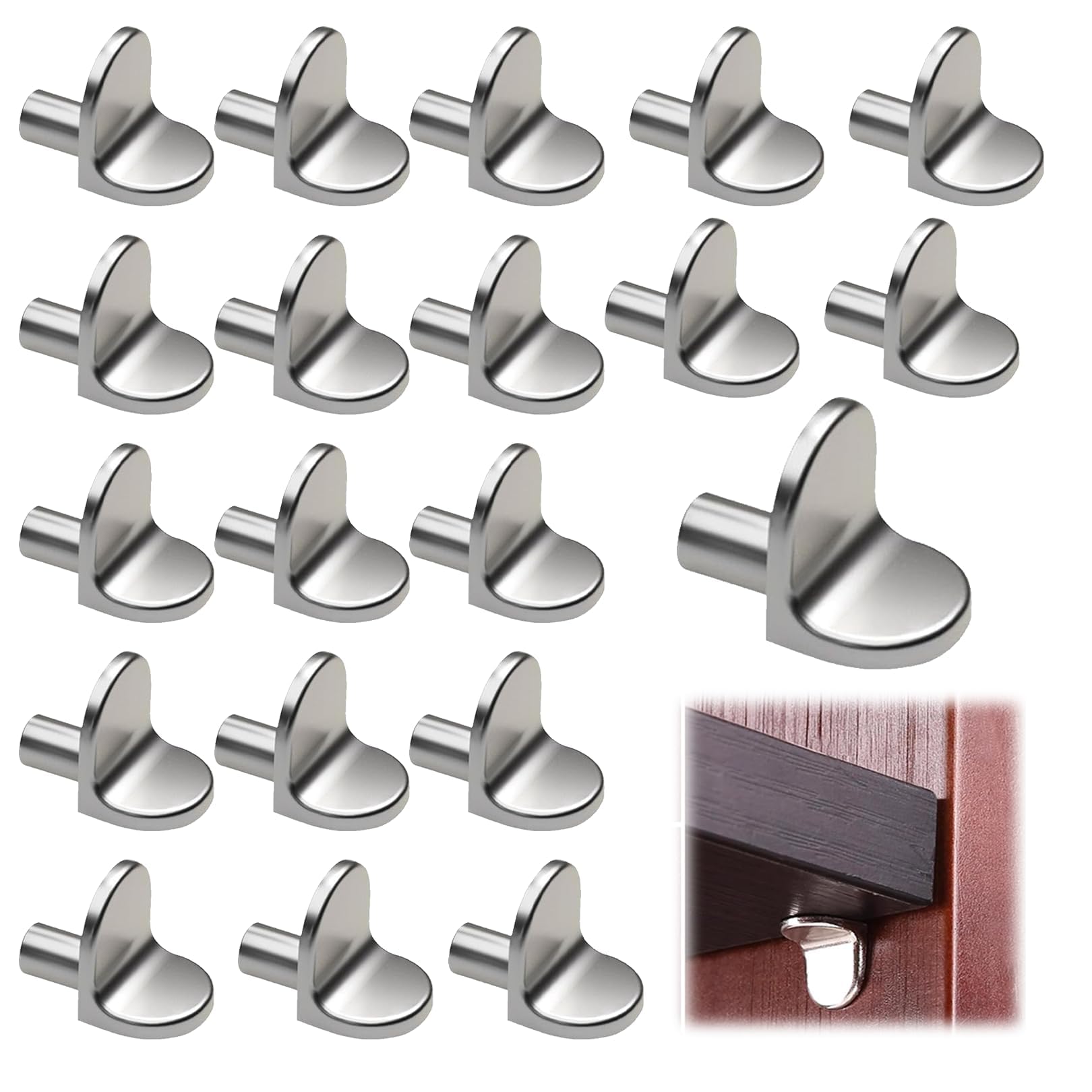 Fnsighd Silver 20 Pcs Shelf Support Pegs,Antirust Kitchen Cupboard Shelf Pegs,L Shape Kitchen Cupboard Shelf Supports,Thickened Metal Wardrobe Shelf Pins,Pegs Pins For Kitchen Cabinets,Bookcases Closets