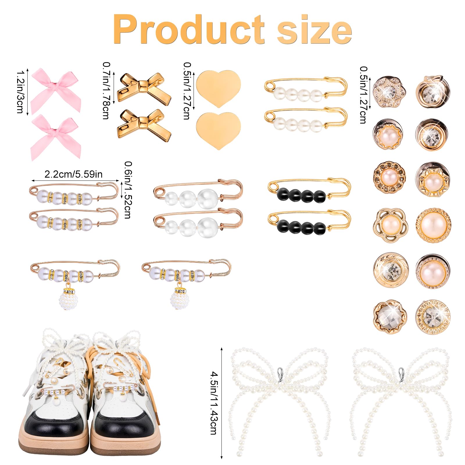 Mikovivi 30 Pzs Adornos para Zapatos para Zapatillas Deportivas, Varios Estilos de Adornos para Cordones de Zapatos Adornos para Zapatos con Lazo Clips para Zapatos Joyas para Zapatos para Mujeres - 3