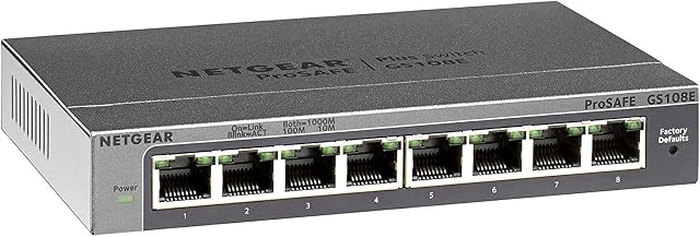 NETGEAR Przełącznik zarządzalny GS108E 8-portowy Gigabit Ethernet LAN Plus (VLAN, IGMP Snooping, QoS, bez wentylatora, solidna metalowa obudowa, dożywotnia gwarancja ProSAFE)