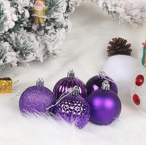 Miniatura 168 de YYCRAFT Adornos de bola de Navidad de 34 quilates de 1.2 pulgadas para árbol de Navidad, decoraciones de Navidad, ganchos inastillables incluidos