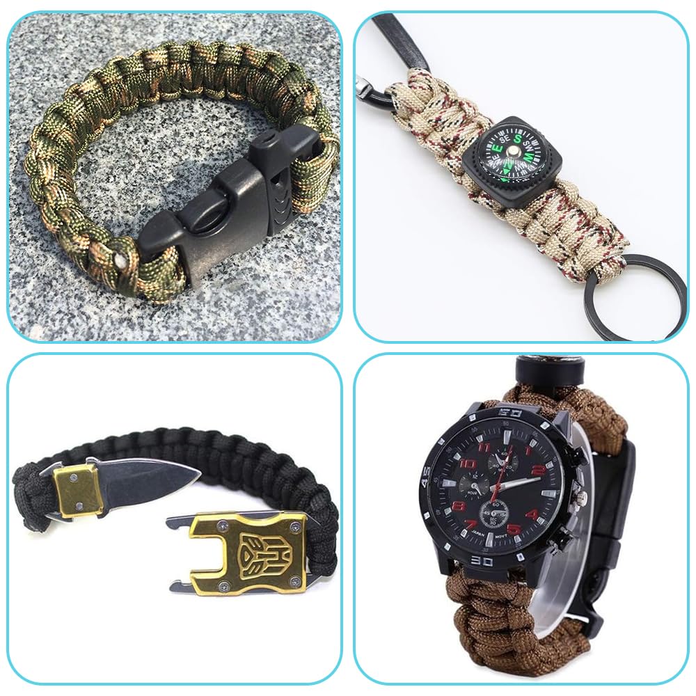 Kit combinado de cuerda de paracaídas 550 de 36 colores, cuerda de paracaídas de 10 pies, 4 mm, cuerda de paracaídas 550, cuerda de nailon de 7 hebras, cuerda de supervivencia al aire libre, llavero