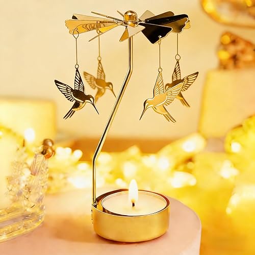 Miniatura 22 de Regalo de San Valentín para mujeres, portavelas giratorio, portavelas giratorio dorado para cumpleaños, boda, día de la madre, decoración de mesa