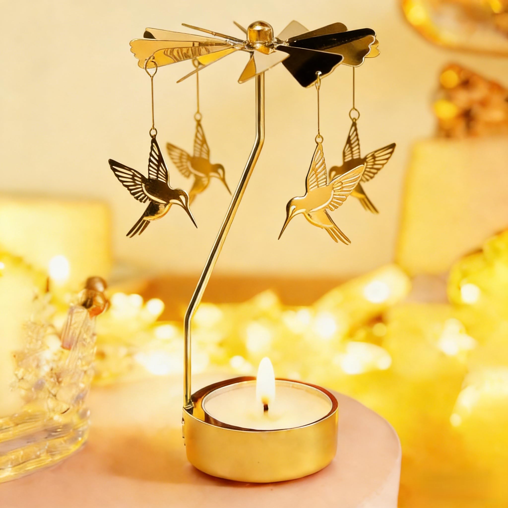 for Mom, Spinning Candle Holder, Rotating Carousel Tealight Candle Holder, Unique Birthday Gift For Women, Mom, Sister, Christmas, Valentine's Day, Party Decor, Gift (Hummingbird)