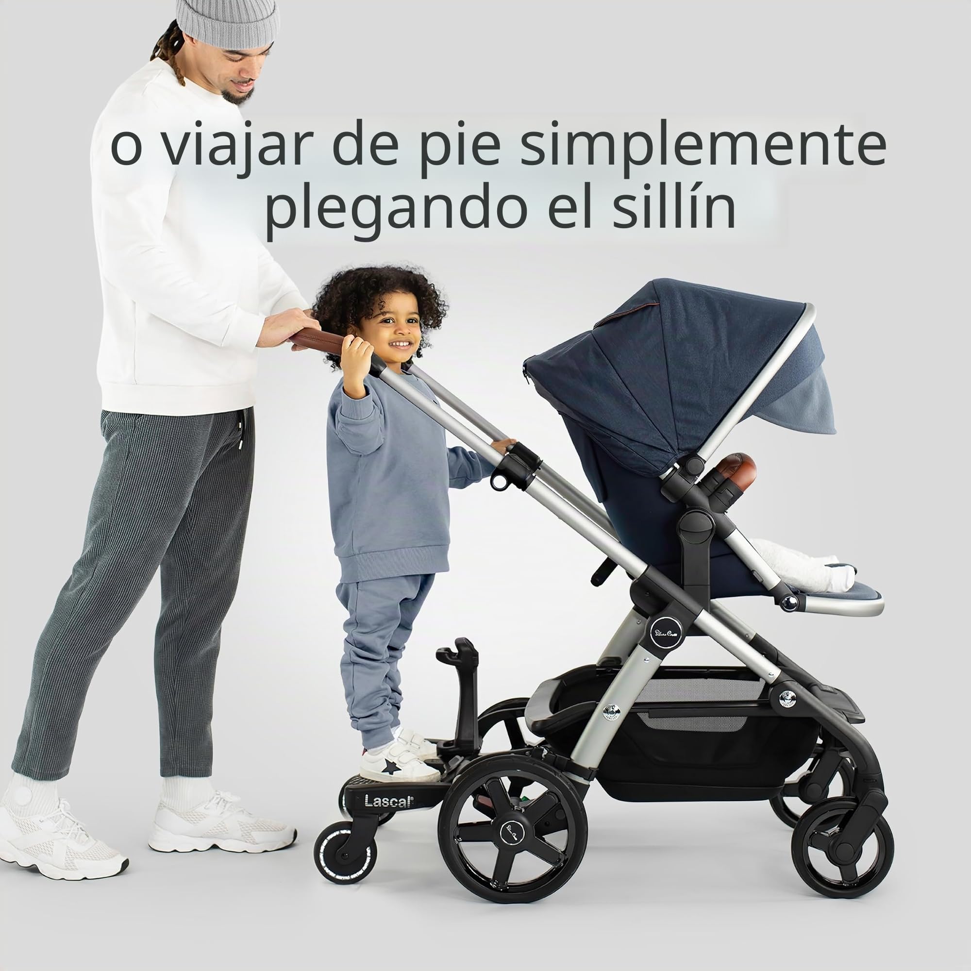 Lascal BuggyBoard Maxi+ Plataforma con sillín infantil y base grande, accesorio para niños de 2 a 6 años (22 kg), compatible con muchas sillitas de paseo, gris/negro