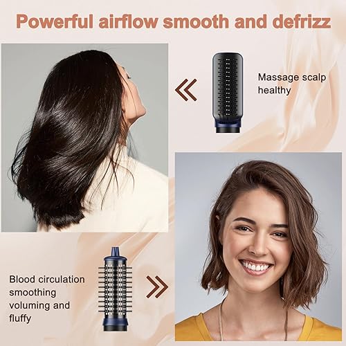 Miniatura 6 de TECHMERI - Cepillo secador de pelo 6 en 1 iónico 6 en 1, cepillo secador de alta velocidad de 110000 rpm, secado rápido con rizador de envoltura