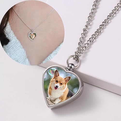 Miniatura 6 de Collar personalizado para cenizas, regalo conmemorativo para mascotas con texto fotográfico, recuerdo personalizado de joyería de cremación de