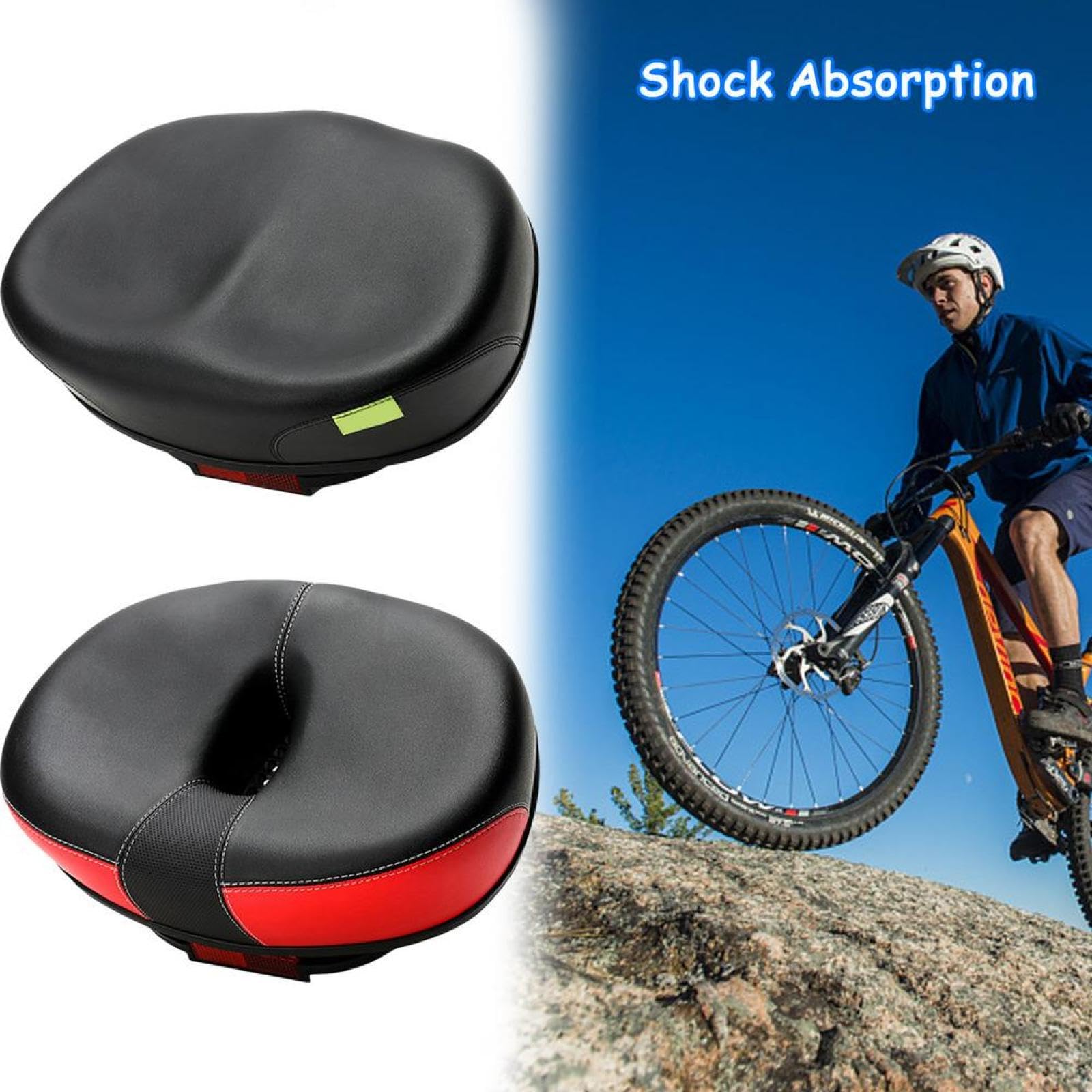 Sella Per Bici Imbottita Senza Naso – PU Impermeabile, Doppia Sospensione, Ampia E Confortevole, Compatibile Con La Maggior Parte Delle Bici