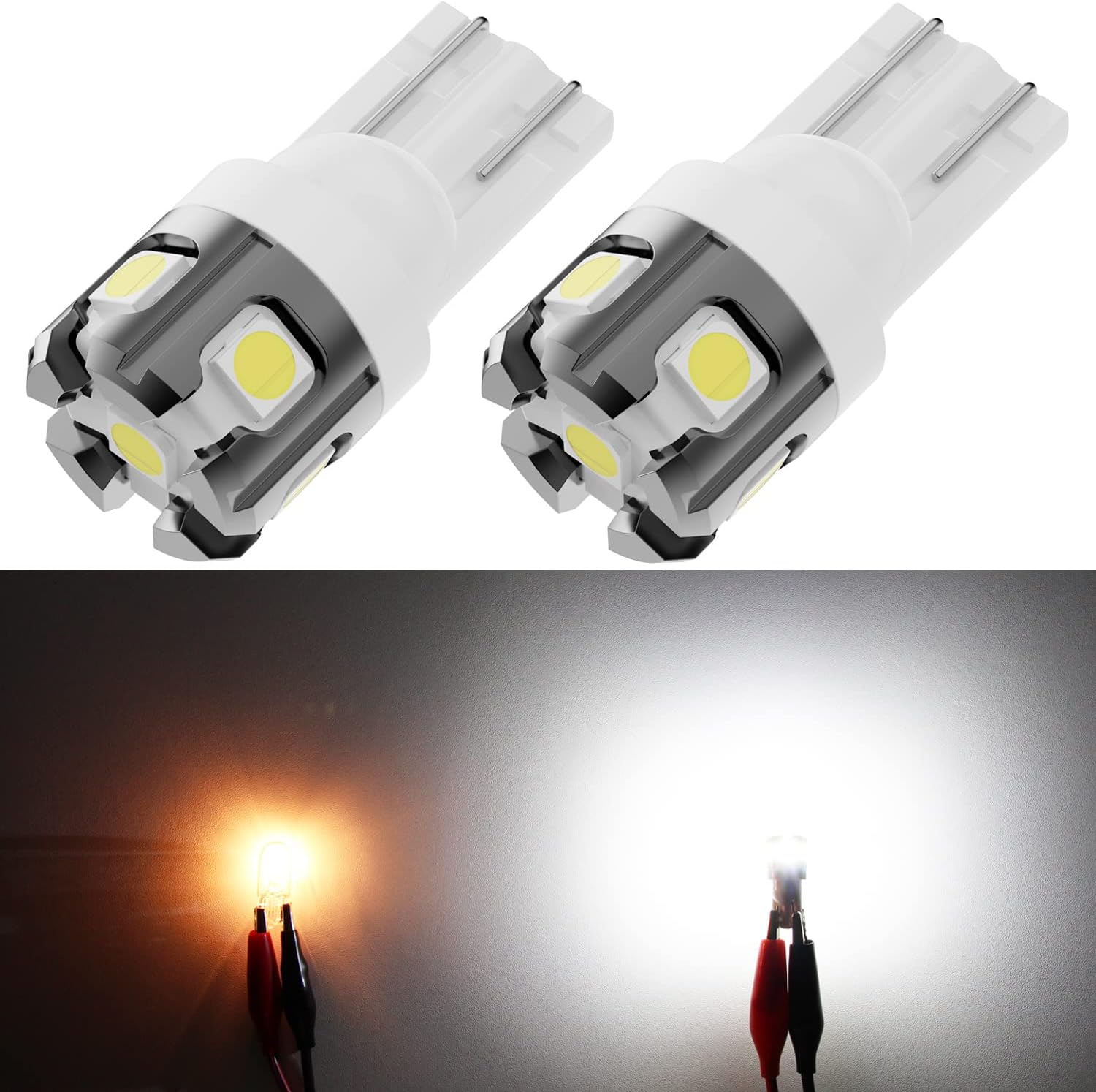 PHINLION 194 LED Light Bulb Red Super Bright 168 2825 W5W T10 Wedge 6-SMD 3030 Chipsets LED Replacement Bulbs for Car Dome Map Parking Door Courtesy Side Marker License Plate Lights