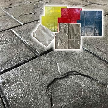 New York Ashlar Slate Concrete Stamps Set of 5 | Made in USA | 24 x 24 | Decorative Rigid & Flexible Polyurethane Mats for Patios, Walkways & Driveways SM 3002/S-5