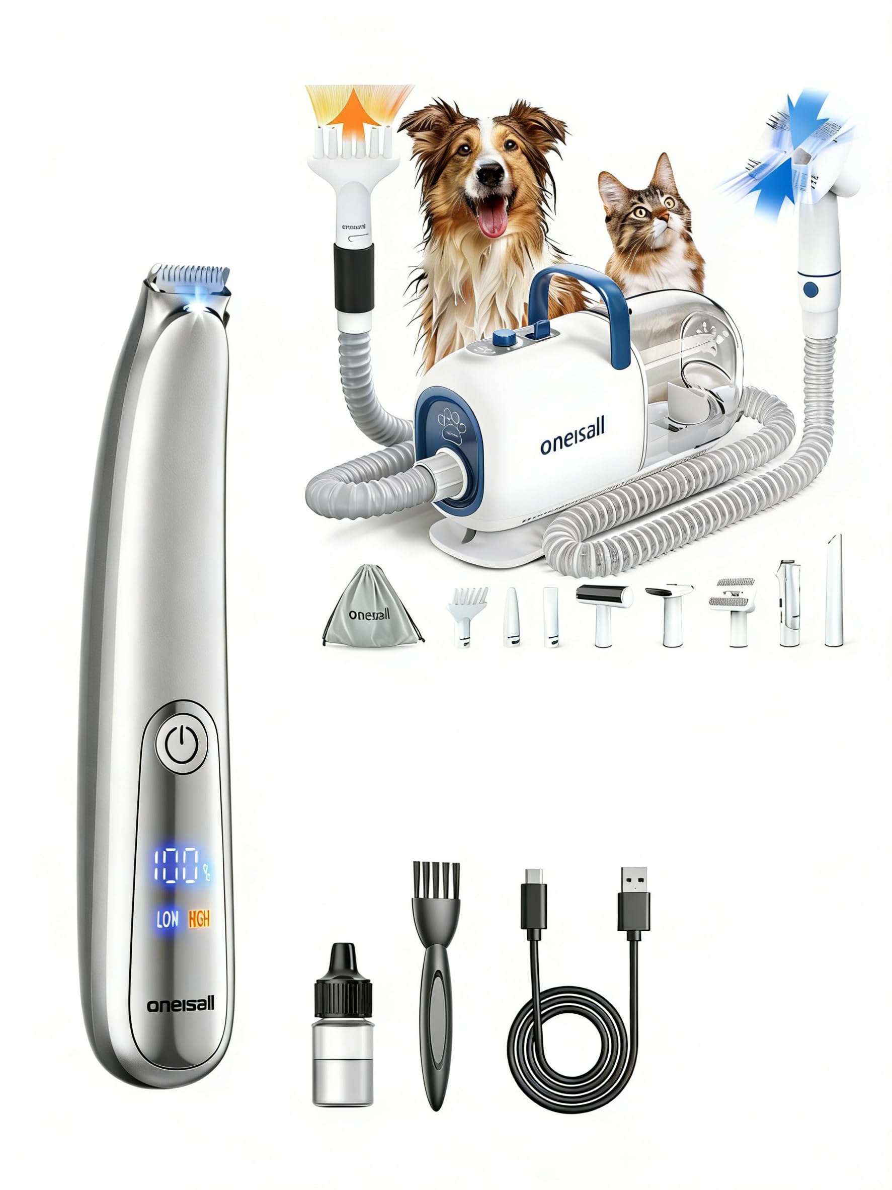 oneisall Vacuum Dryer for Shedding Grooming