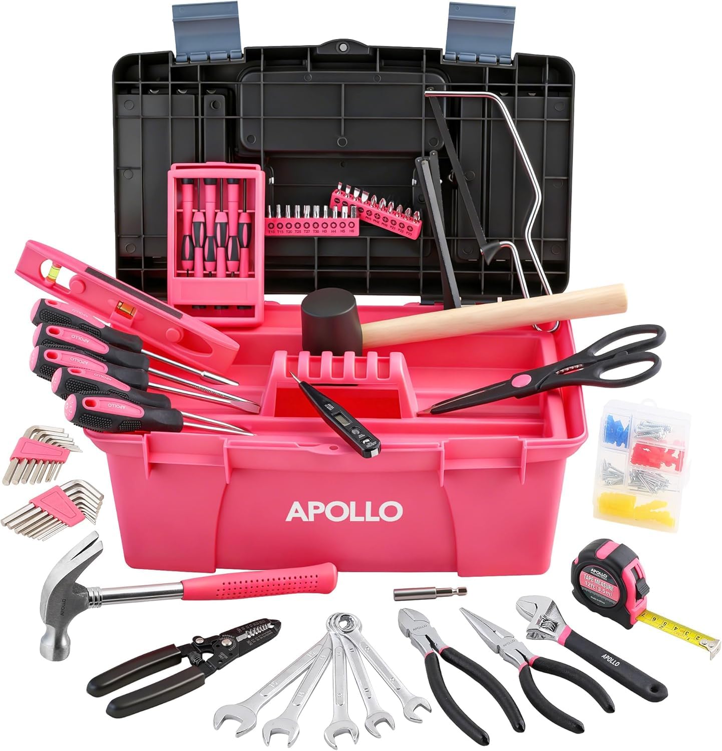 Hi-Spec Apollo Juego Completo de Herramientas para Hogar, Rosa | 170 piezas, maletín manual, para reparación, mantenimiento y bricolaje en oficina, taller y casa, uso diario