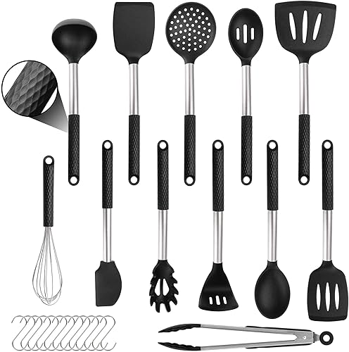 Miniatura 3 de Rorence Juego de utensilios de cocina de silicona 12 piezas de utensilios de cocina antiadherentes y resistentes al calor de silicona y asas de