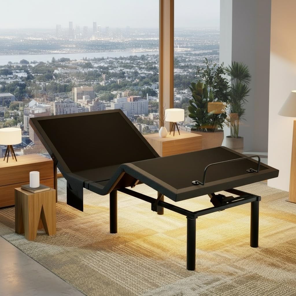 Marsail Twin XL Adjustable Bed Frame with Head & Foot Incline, 4 USB Ports, Under-Bed Night Light, 4 Height Options, Remote Control & Zero Gravity Electric Adjustable Bed Base,4 Height Options