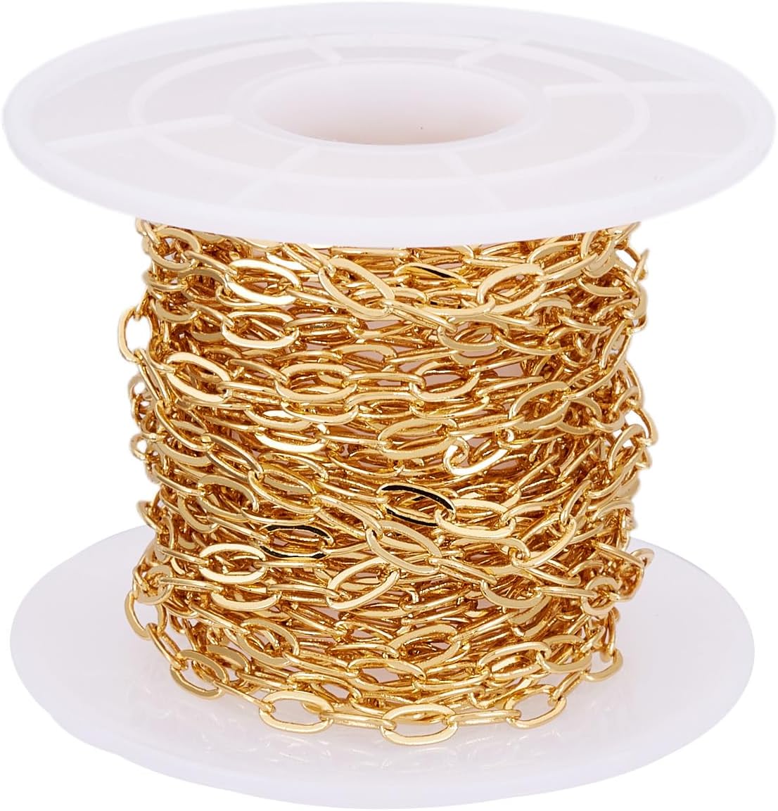 Pandahall 16.4 Feet Brass Paperclip Chains Link Real 18K Gold Plated Soldered Cross Chain 6x2x0.5mm with Spool for DIY Necklace Jewelry Making - Image 7