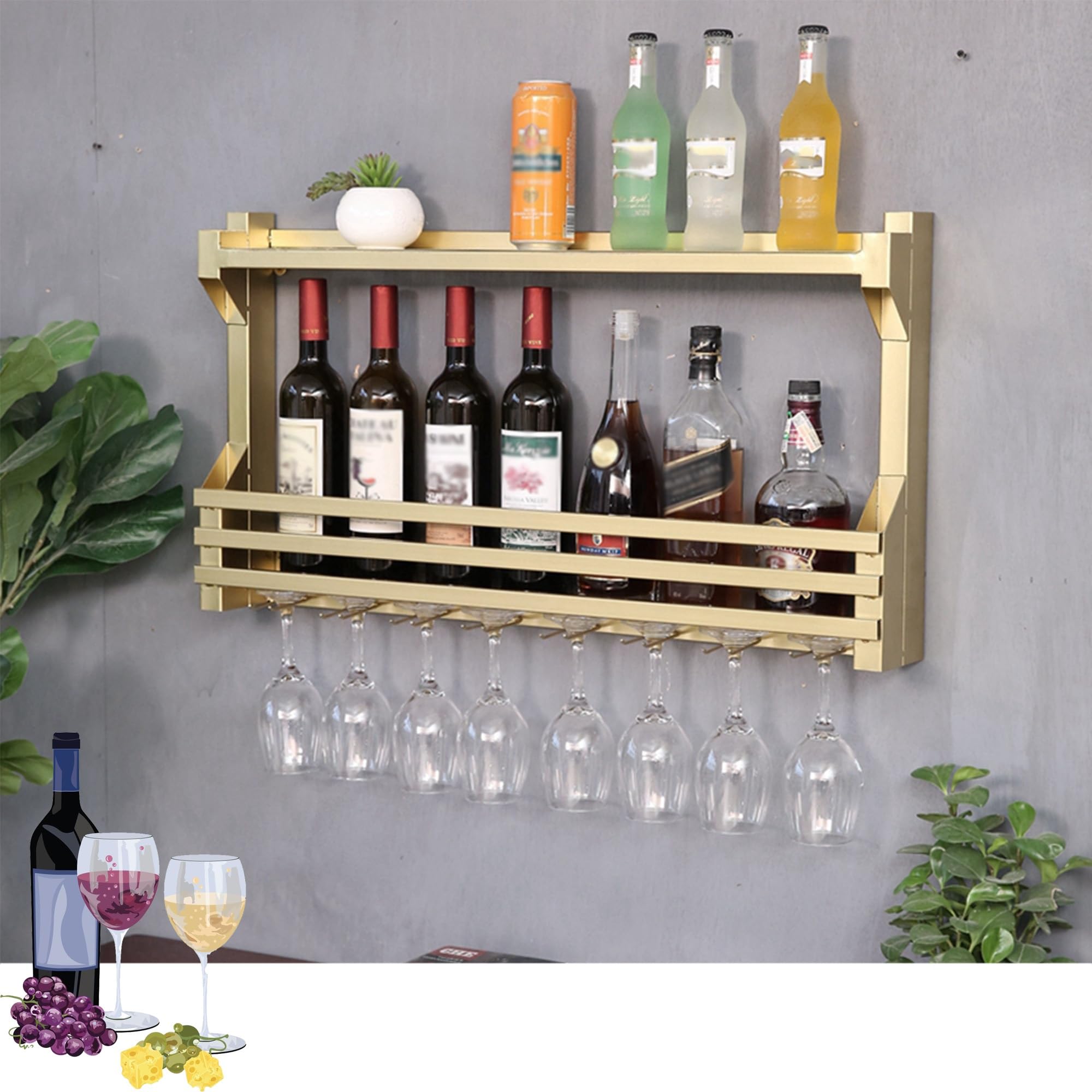 Étagère bouteilles de vin murale pour créer un coin mini-bar chaleureux