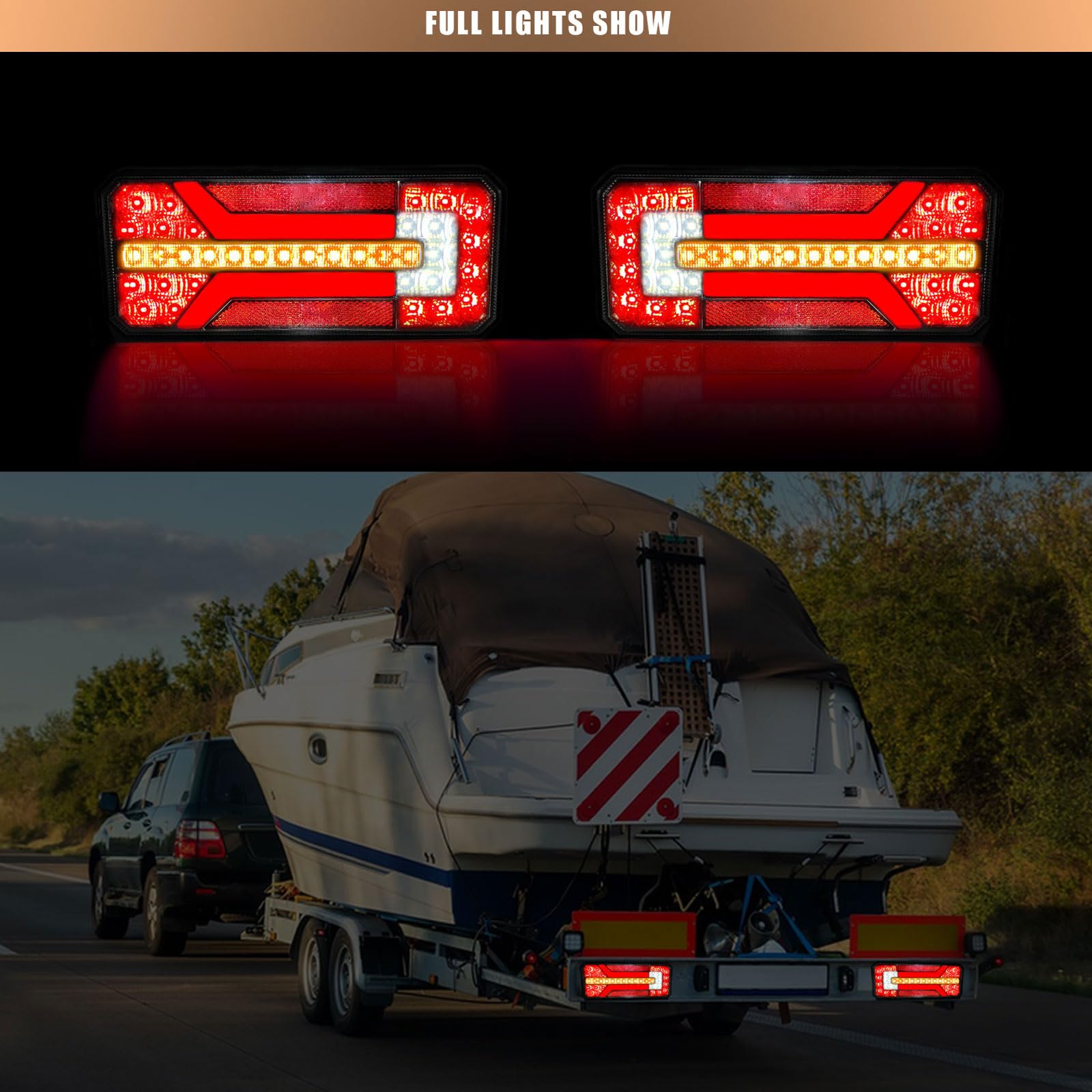 2 * luces traseras para remolques de auto, luz led para camiones 6-in-1, impermeable, 12 V 24 V universal, certificado ECE
