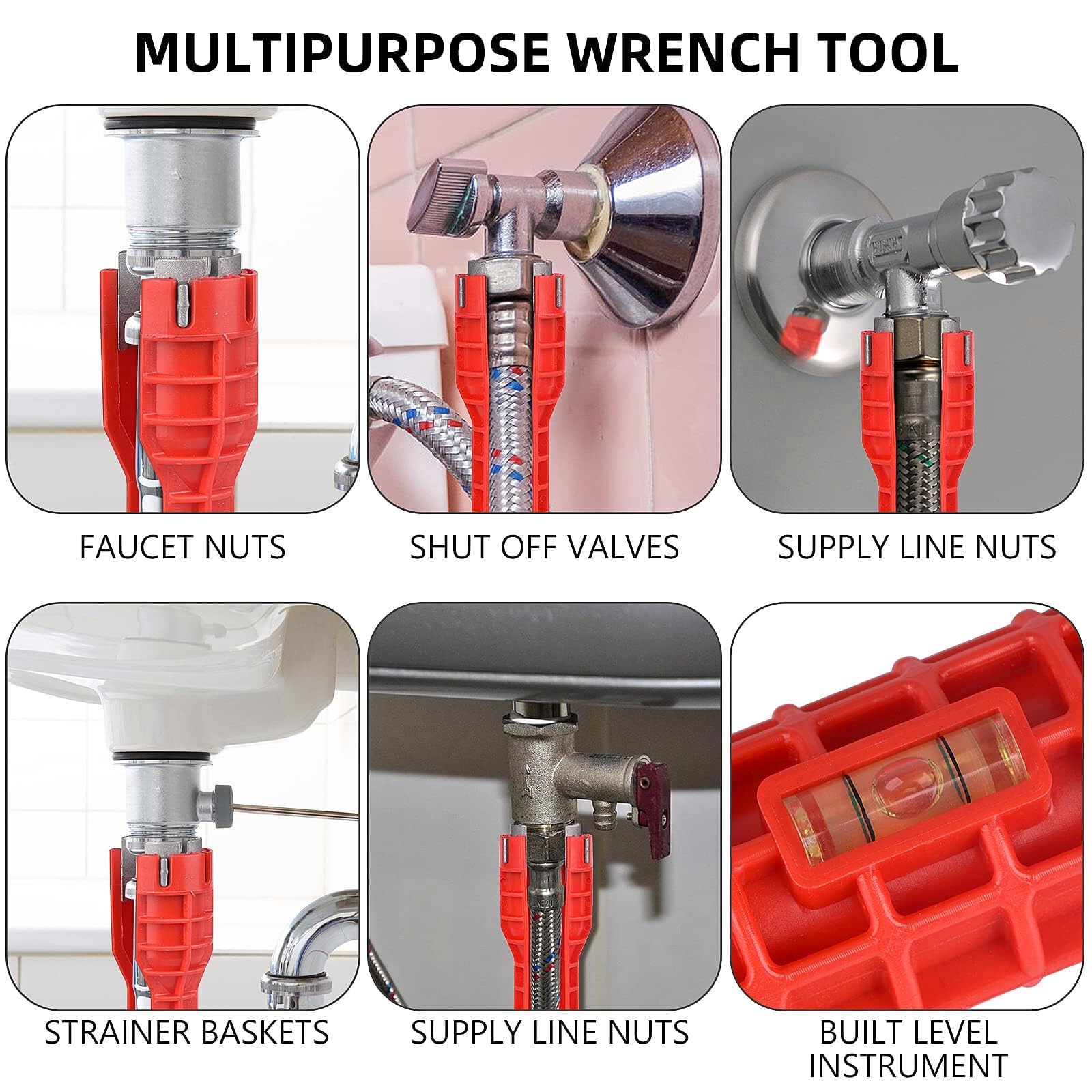 14-in-1 Professional Basin Wrench & Sink Installer - 9.6" Hardened ABS Plumbing Tool for Faucet Installation, Toilet Repair & Tight Spaces - Multi-Purpose Wrench with Instructions & Video — view 5