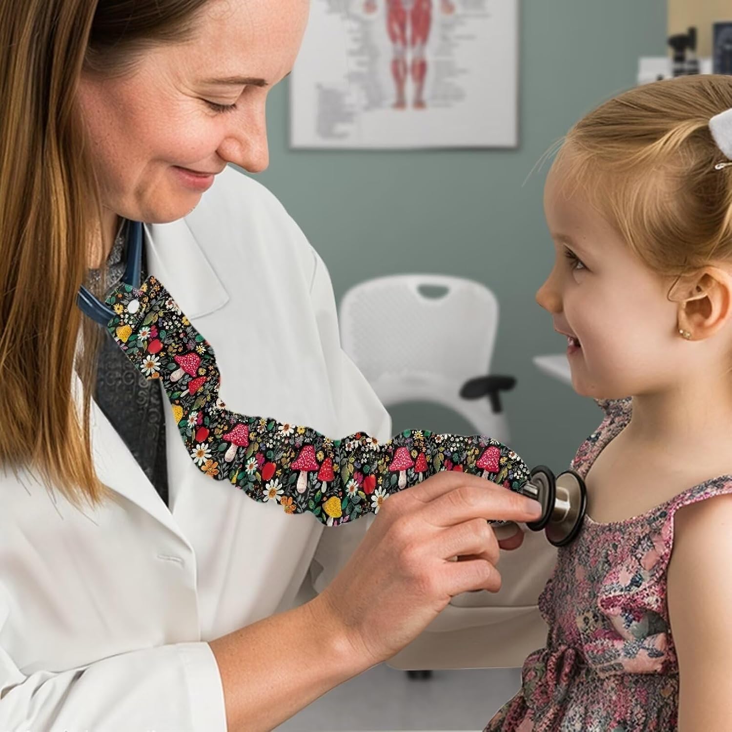 Rnyleeg Stethoscope Protective Cover Fall Mushroom Daisy Printed Nurse Stethoscope Accessories with Removable Tube image 3