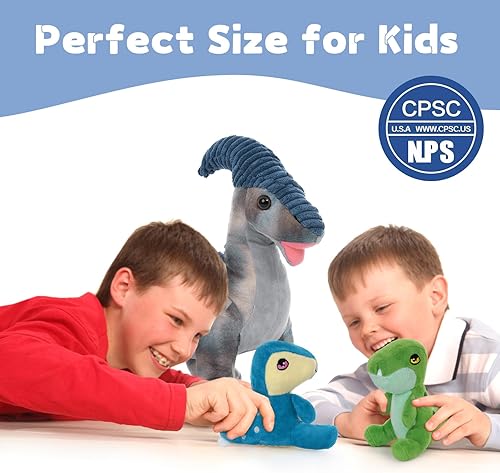 Miniatura 5 de MaoGoLan Animal de peluche de dinosaurio gigante de 22 pulgadas, un parasaurolofo de mamá grande con 4 bebés en el interior, juguetes de peluche