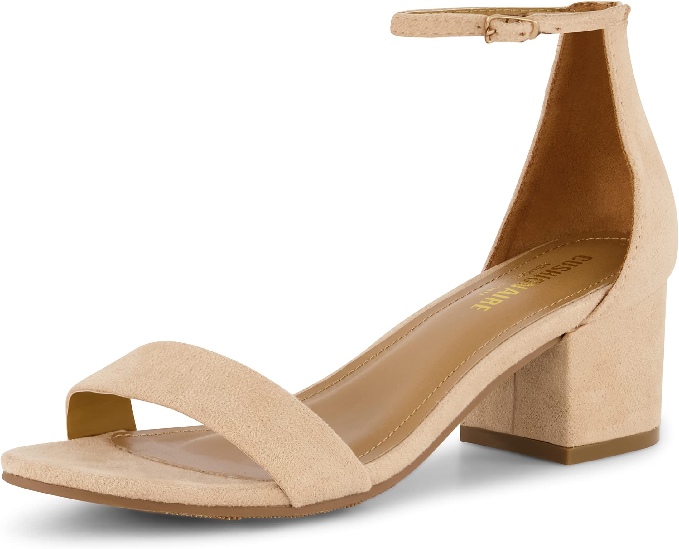 Alba Mid Block Heel Dress Shoes for Women โ Open Toe Ankle Strap Heeled Women's Sandals with Memory Foam Comfort