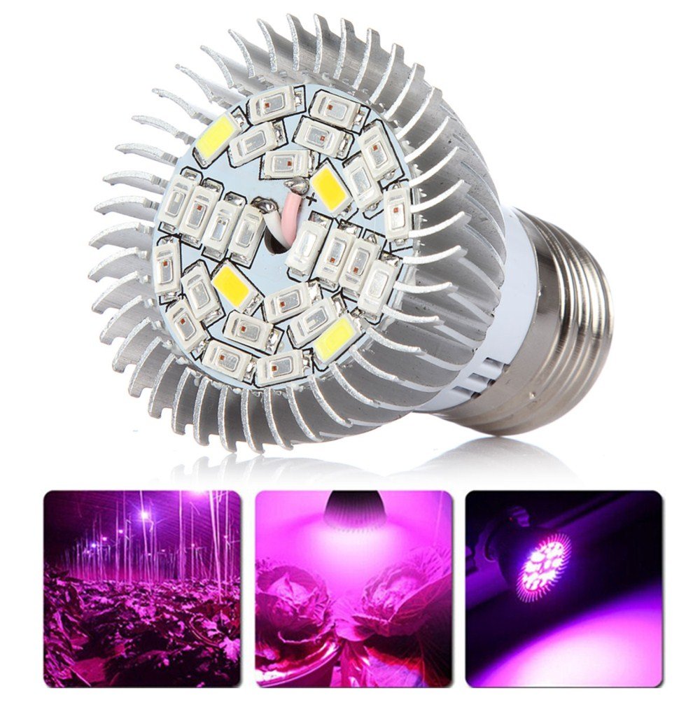 28W LED Grow Light Bulb Full Spectrum 500LM E27 Greenhouse Hydroponic Lamp for Indoor Plants Vegetable Growth Flower Bloom