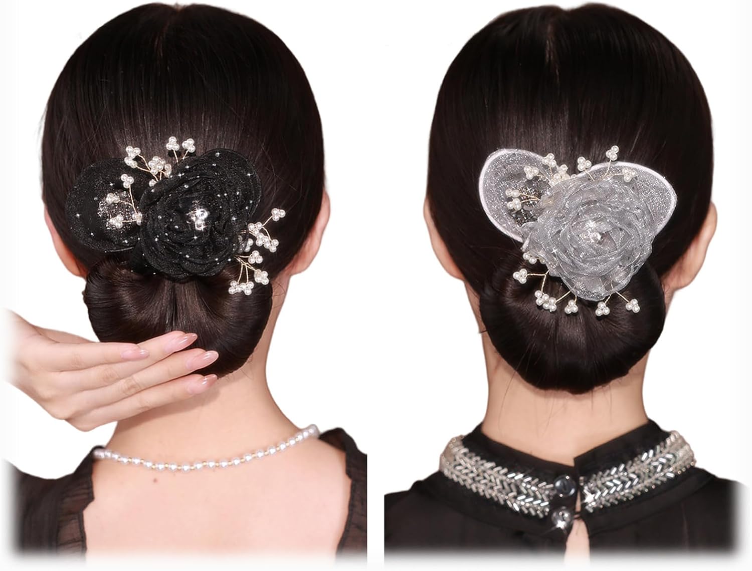 2PCS Floral Bun Hair Clips, Lazy Hair Curler Bun Maker