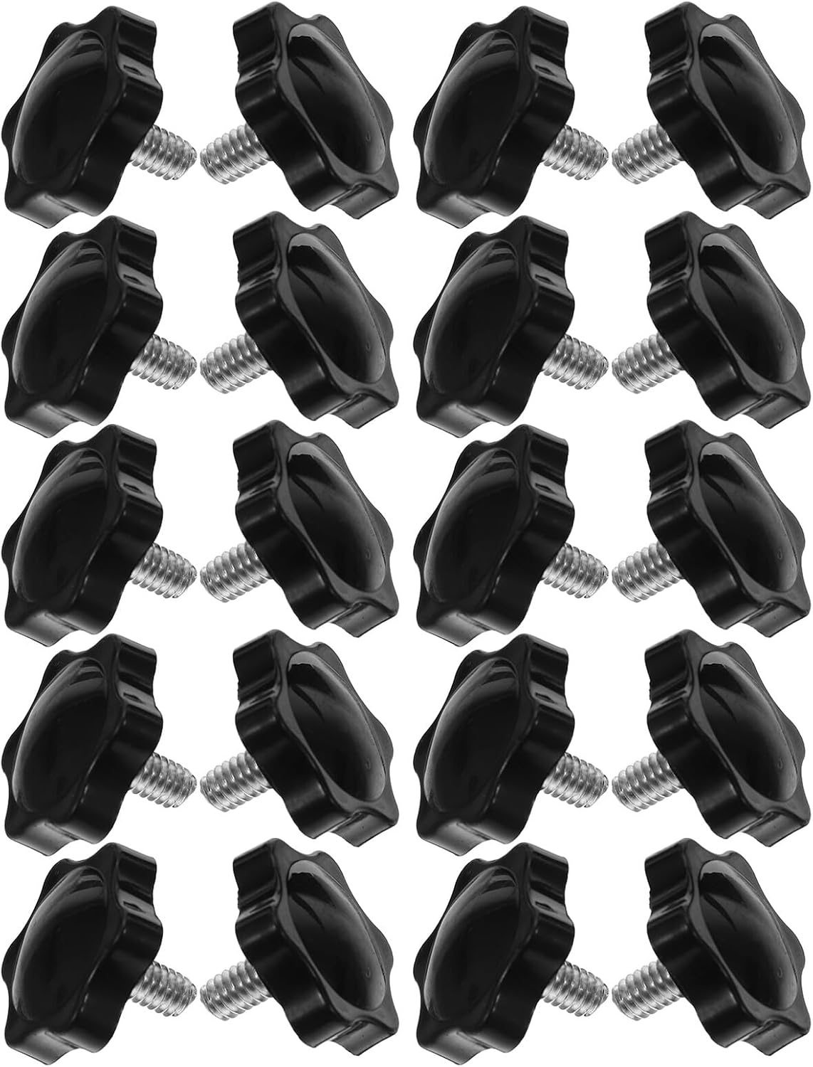 20pcs Plastic Star Knobs with Hexagonal Handle, 1/4"-20 Threaded Hand Tightening Screws for Machinery Repair and Industrial Clamping Applications