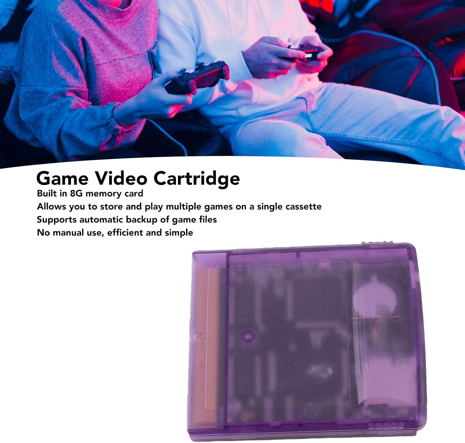 Video Games Memory Card for GB GBC GBA SP, 1000 in 1 Game Flash Memory Card, Game Cartridge Expansion Card for Gameboy, for MAPPER (Violet Transparent)