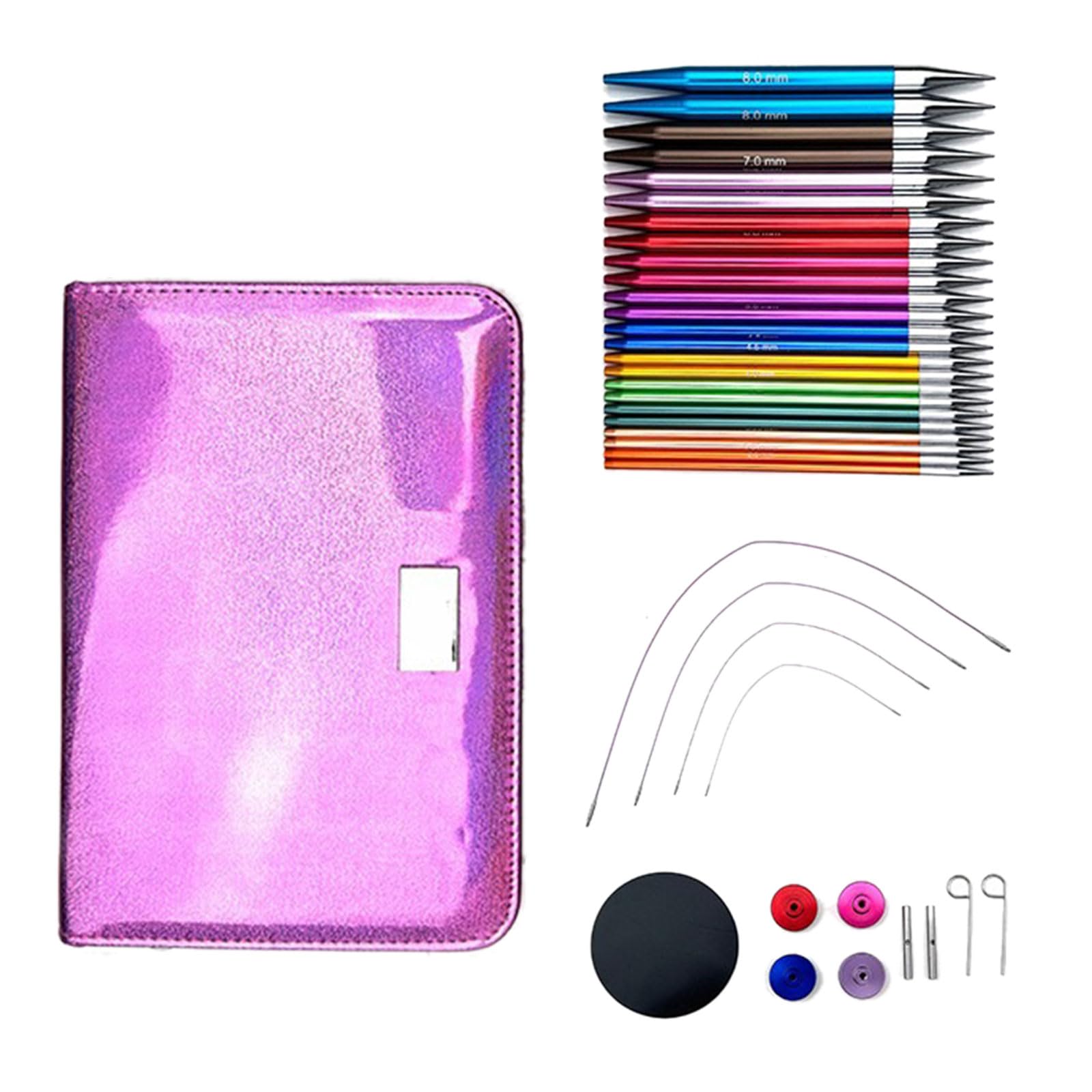 CUNZJIA Circular Knitting Needle Set with Case and Accessories Circular Needle Size from 3.0mm to 8.0mm Interchangeable Needle
