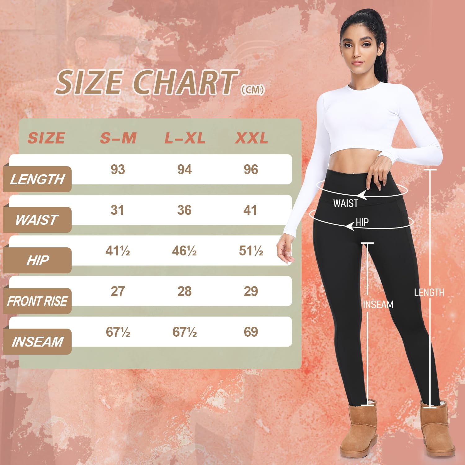 ACTINPUT Leggings Donna Invernali - Vita Alta Leggins Sportivi Yoga Termici con Tasche, Pantaloni Felpati per l'inverno