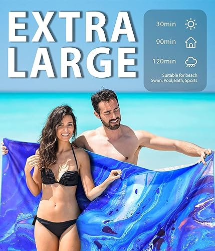 Miniatura 4 de Toalla de playa de microfibra de secado rápido, ligera, sin arena, extra grande, accesorios de toalla extra grande para viajes, artículos