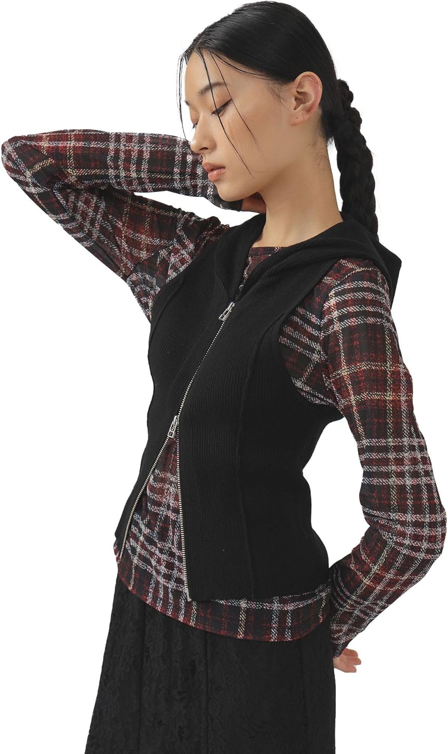 [レイビームス] S/S ニット・ニットベスト フーディー ジップ ベスト レディース 61050393126