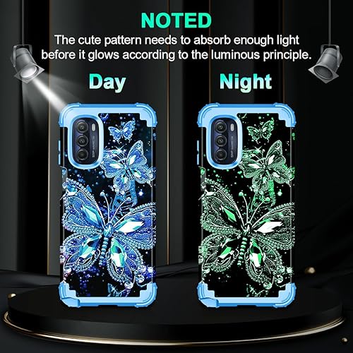 Miniatura 2 de Miqala Funda para Moto G Stylus 2022 5G4G, brillante en la oscuridad, tres capas de plástico duro resistente a prueba de golpes + funda protectora