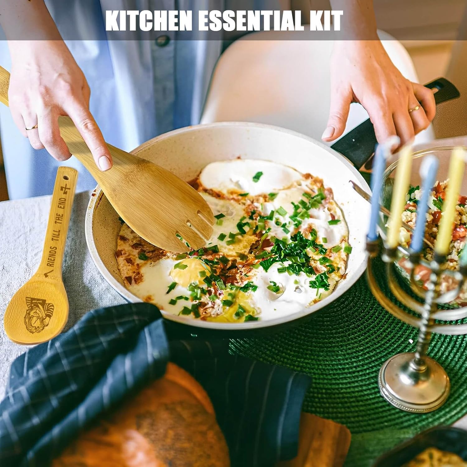 Horror Movie Merchandise Decor Christmas Gifts Wooden Spoons for Cooking, Natural Bamboo Kitchen Decorations Set 5 Pack for Women Man Birthday Fan Lover Gift Holiday Scary Party Accessory - Image 5