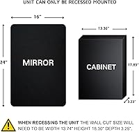 Vista 3 de TEHOME Botiquín de baño empotrado con marco de metal de níquel cepillado con espejo rectangular redondeado con espejo biselado de 16 x 24 pulgadas